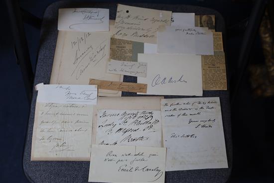 A large collection of miscellaneous autographs on piece, including Air Commodore Archie Winskill,